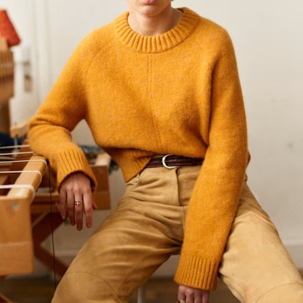 Sezane Sama cropped jumper yellow